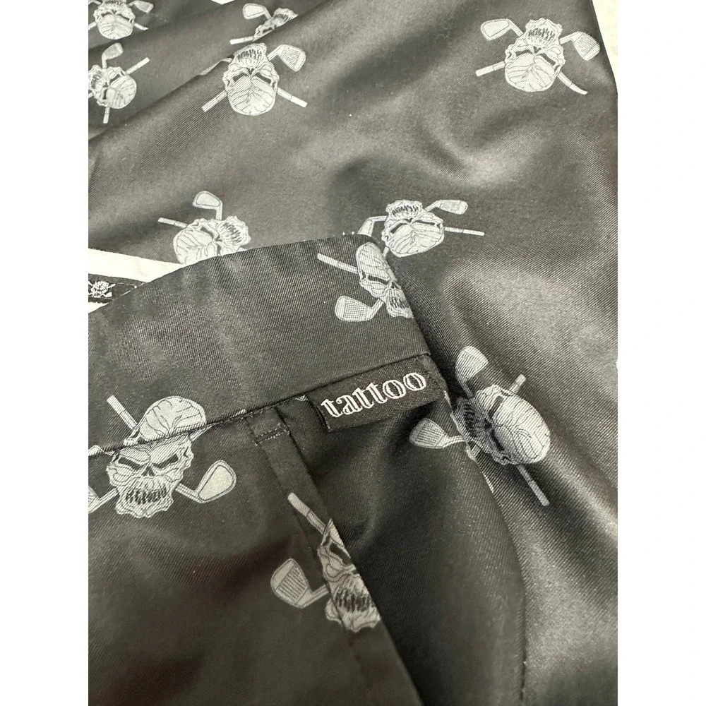 Tattoo Golf‎ Performance Shorts Mens 36 Black Skull Crossed Clubs Print